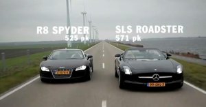 Mercedes SLS Roadster vs Audi R8 Spyder